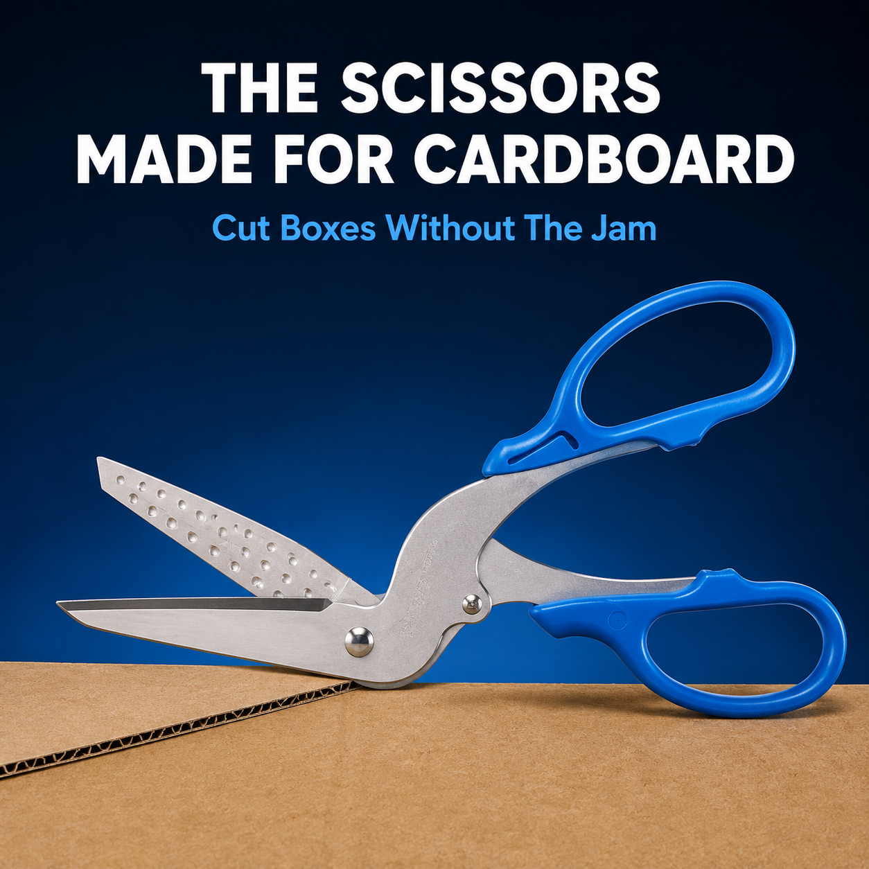 ⚡Anti-Jam Multi-Purpose Cardboard Scissors – Cut Boxes, Tape & Labels with Less Struggle
