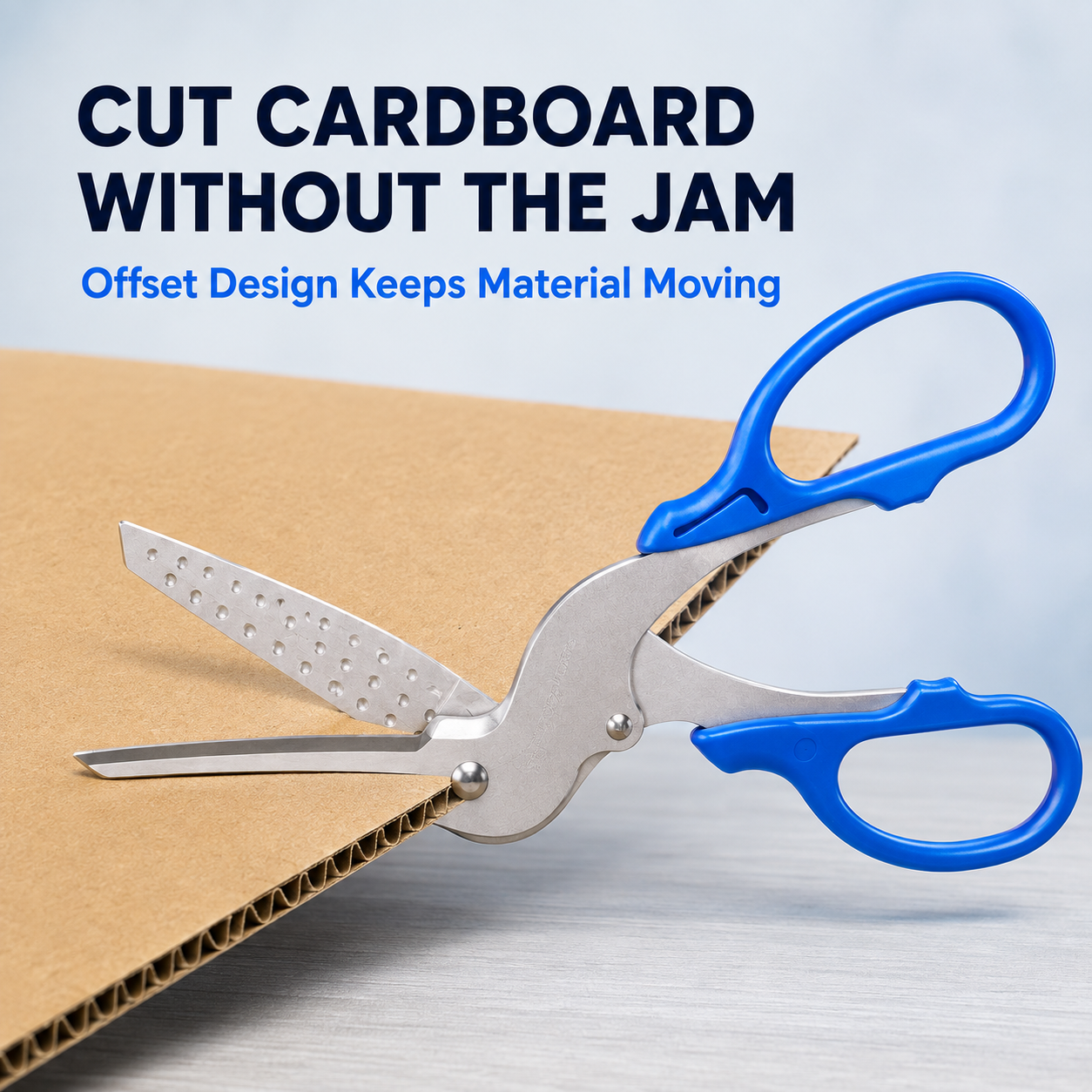 ⚡Anti-Jam Multi-Purpose Cardboard Scissors – Cut Boxes, Tape & Labels with Less Struggle