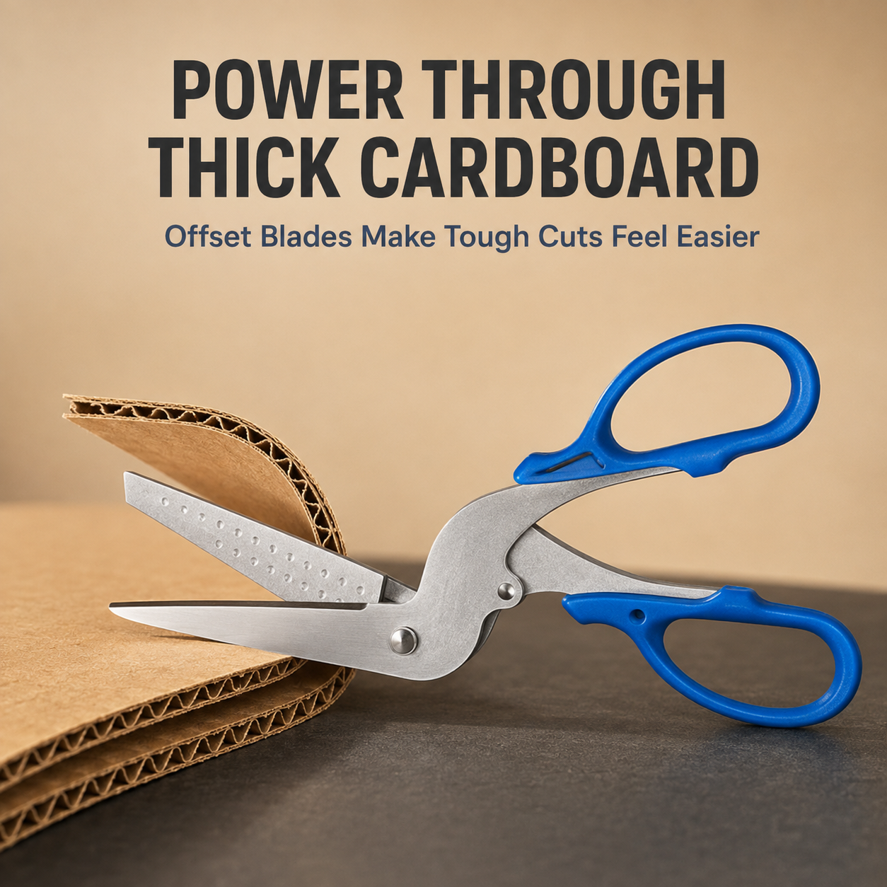⚡Anti-Jam Multi-Purpose Cardboard Scissors – Cut Boxes, Tape & Labels with Less Struggle