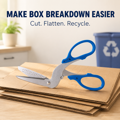 ⚡Anti-Jam Multi-Purpose Cardboard Scissors – Cut Boxes, Tape & Labels with Less Struggle