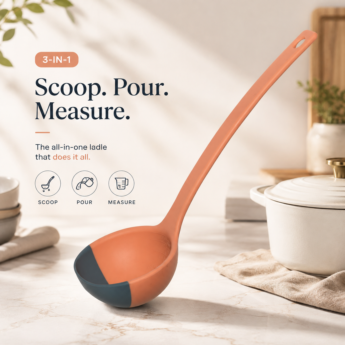 ⚡Soft Top Silicone Kitchen LADLE Spoon