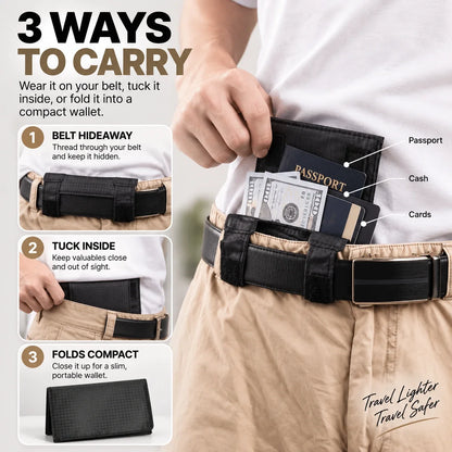 Hidden Travel Belt Wallet & Passport Pouch | Slim Under-Clothes Pocket