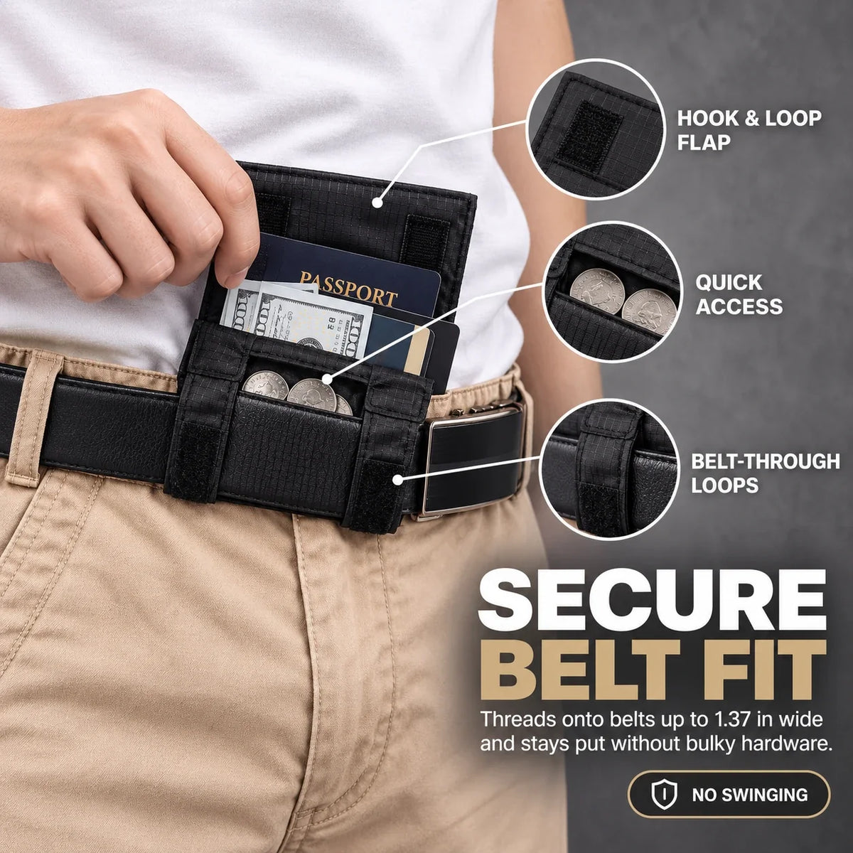 Hidden Travel Belt Wallet & Passport Pouch | Slim Under-Clothes Pocket