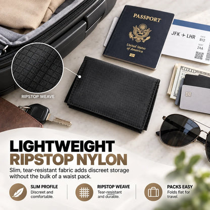 Hidden Travel Belt Wallet & Passport Pouch | Slim Under-Clothes Pocket