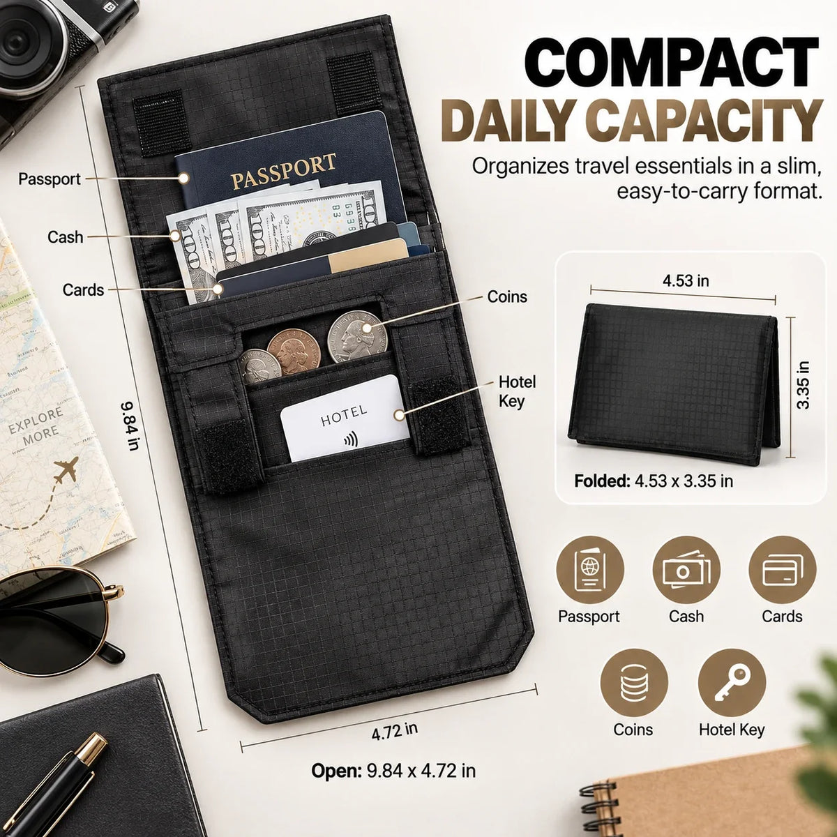 Hidden Travel Belt Wallet & Passport Pouch | Slim Under-Clothes Pocket