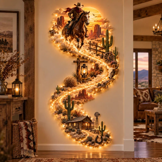 🚚 FREE SHIPPING | 🤠✨ Wild West Glow™ – Cowboy LED Wall Art