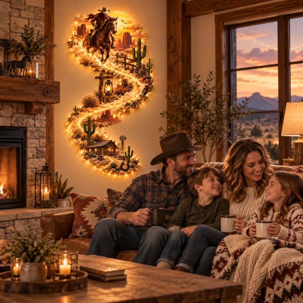 🚚 FREE SHIPPING | 🤠✨ Wild West Glow™ – Cowboy LED Wall Art