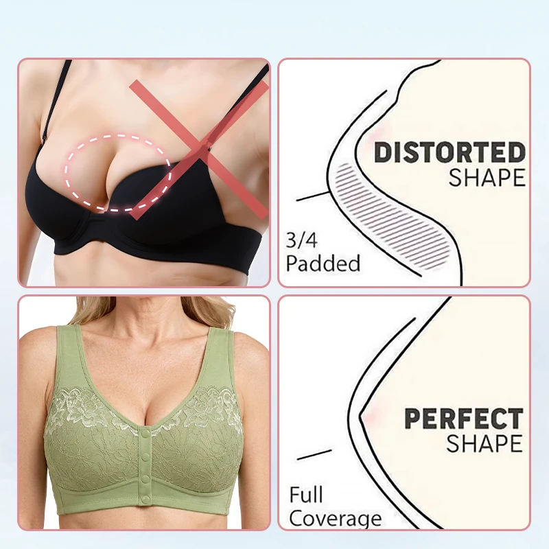 Everyday Comfort Front-Closure Lace Bra — Wire-Free & Full Coverage
