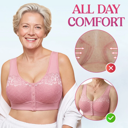 Everyday Comfort Front-Closure Lace Bra — Wire-Free & Full Coverage