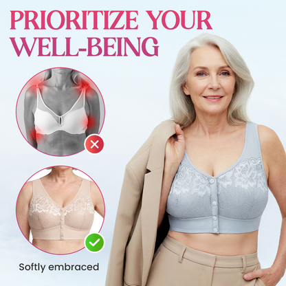 Everyday Comfort Front-Closure Lace Bra — Wire-Free & Full Coverage