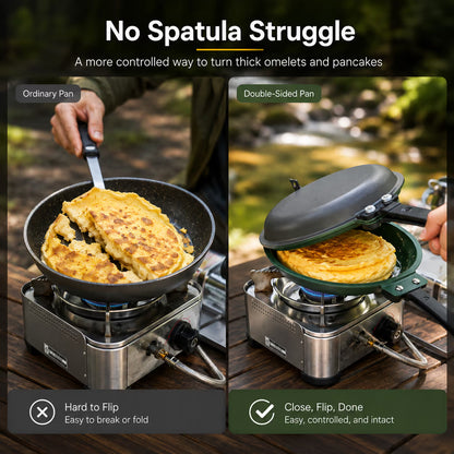 🍳 Double-Sided Frying Pan – Close, Flip & Cook With Ease