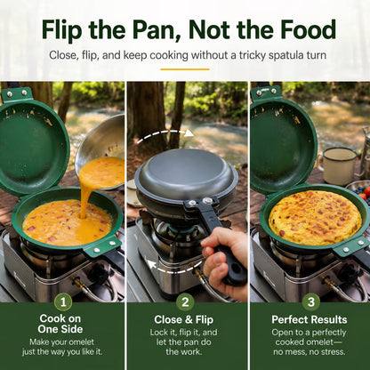 🍳 Double-Sided Frying Pan – Close, Flip & Cook With Ease