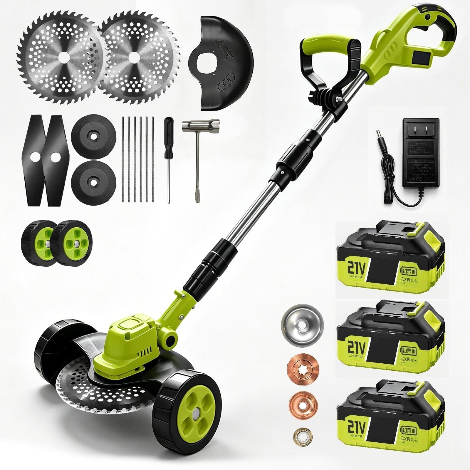🔥 Limited-Time Offer! 3-in-1 Cordless Lawn Mower with 2×21V Batteries, German Quality Lightweight Grass Trimmer & Edger for Small to Medium Gardens