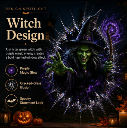 👻3D Haunted Window Break-In — Halloween Shattered Glass Decoration
