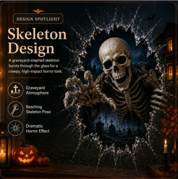 👻3D Haunted Window Break-In — Halloween Shattered Glass Decoration