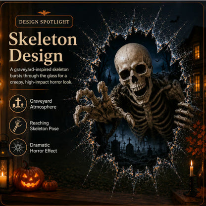 👻3D Haunted Window Break-In — Halloween Shattered Glass Decoration