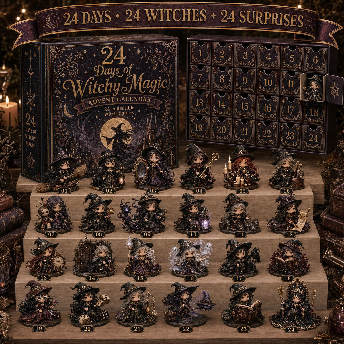🧙‍♀️ 24 Days of Witchy Magic – 2026 Potion & Spellcraft Advent Calendar with 24 Enchanted Collectible Witch Figurines & Daily Surprises