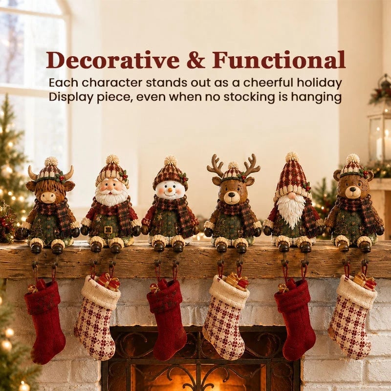🎄 44% OFF – Christmas Stocking Holder Shelf Sitters | Cute Decor with Hidden Hooks 🧦