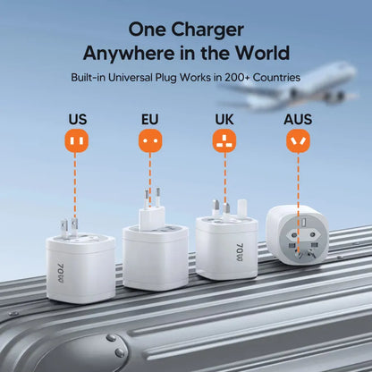 🔥 Limited-Time Offer! 49% OFF - 360° Rotating 4-in-1 Universal Travel Charger | 70W GaN