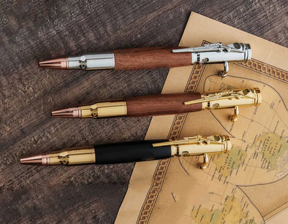 🖊 Handmade Bolt Action Wooden Bullet Pen | Real Wood & Bullet Casing