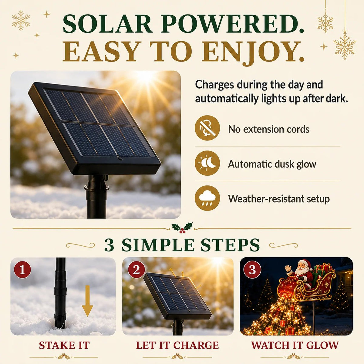 🎅 Holiday Special — Save 49% | Santa’s Magical Flying Sleigh Solar Cascade Light