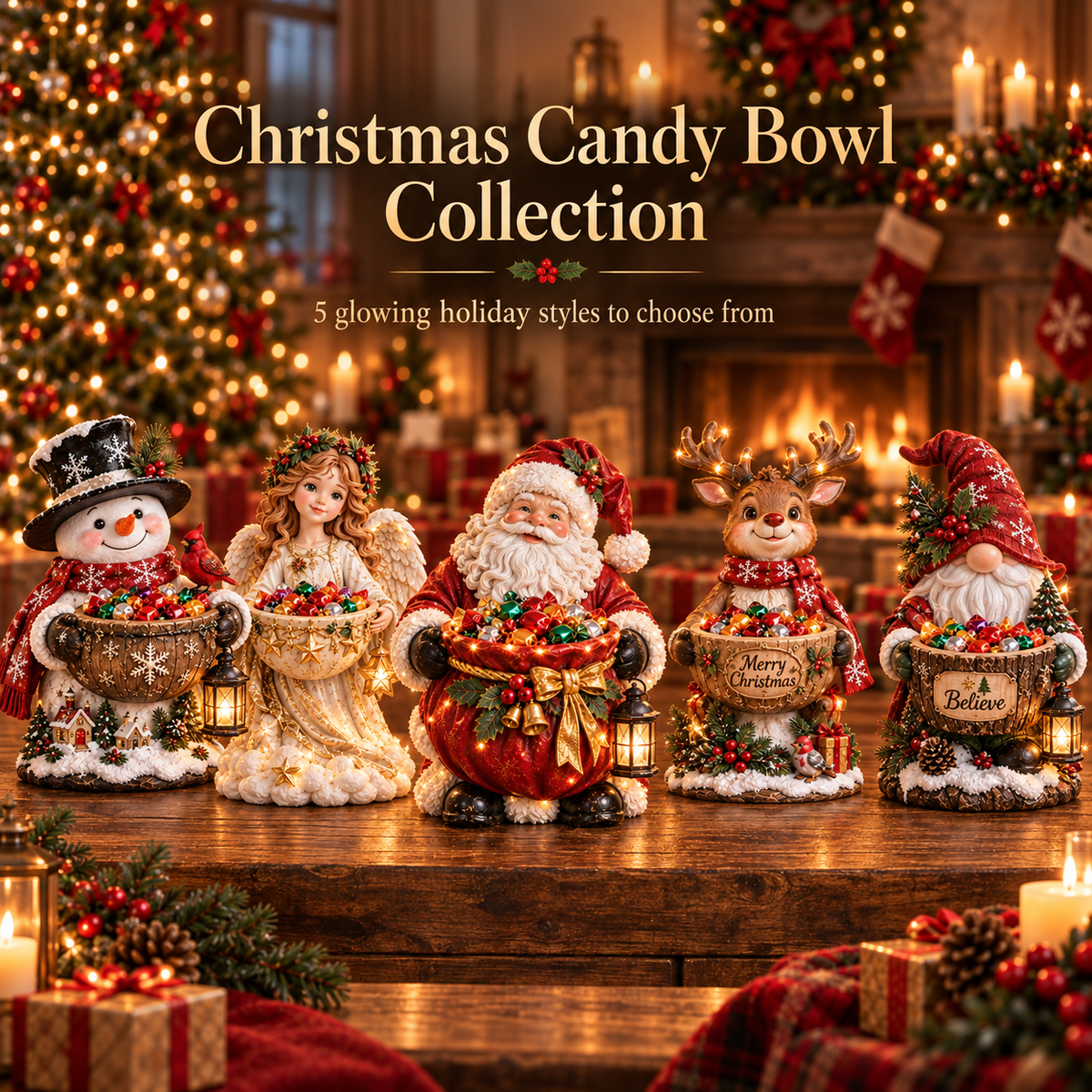 🔥 Limited-Time 49% OFF – Lighted Christmas Candy Bowl Collection – 5 Festive Holiday Designs