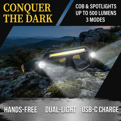 🔦✨Hands-Free Wearable Glasses LED Light – Rechargeable Head-Worn Work Lamp for Maintenance & Outdoor Activities