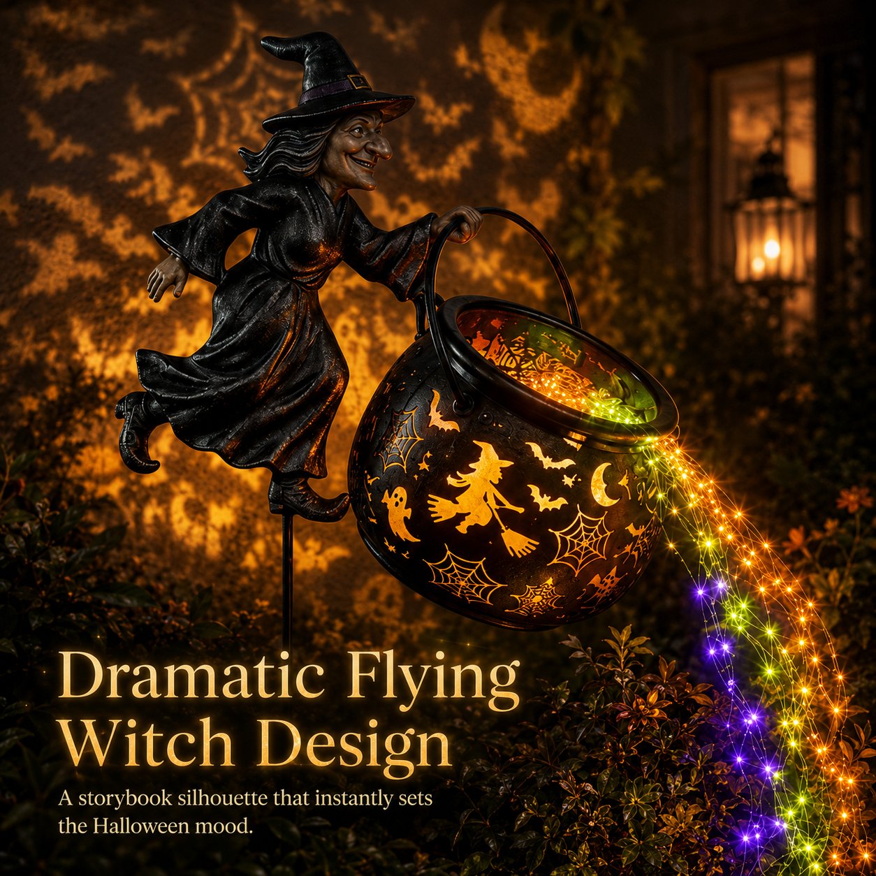 🔥Limited time 55% OFF🎃 Halloween Witch Cauldron Garden Light – Magical Outdoor Yard Decor 🧙‍♀️