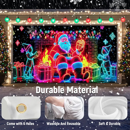 🎅Glow-in-the-Dark Christmas Garage Banner