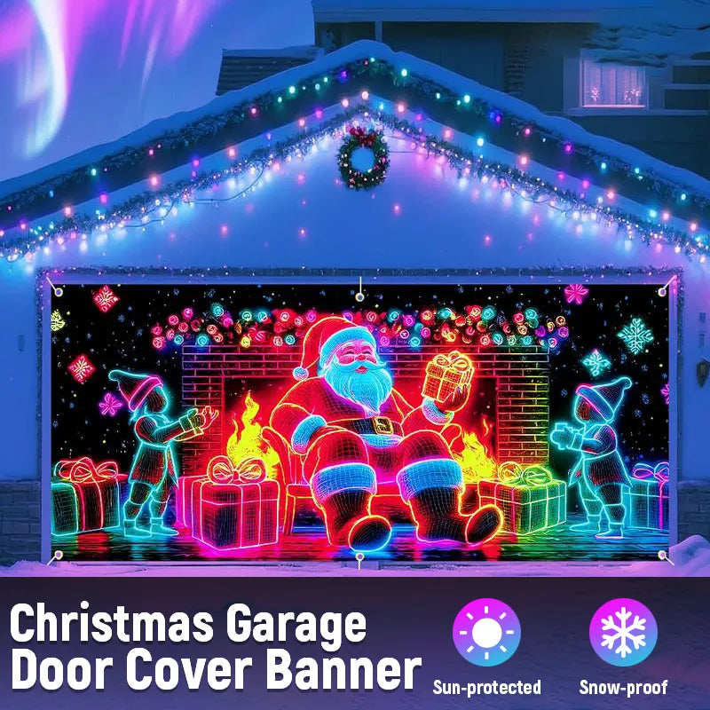 🎅Glow-in-the-Dark Christmas Garage Banner