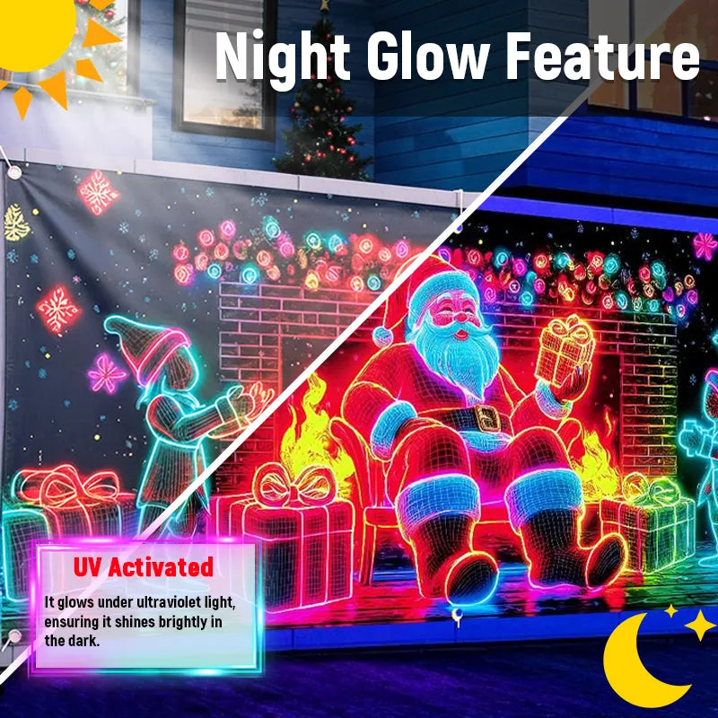 🎅Glow-in-the-Dark Christmas Garage Banner