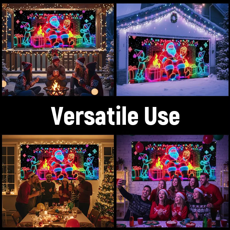 🎅Glow-in-the-Dark Christmas Garage Banner
