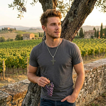 ✝️ Men's Lord's Prayer Cross Necklace 🛡️ A Powerful Symbol of Faith & Protection