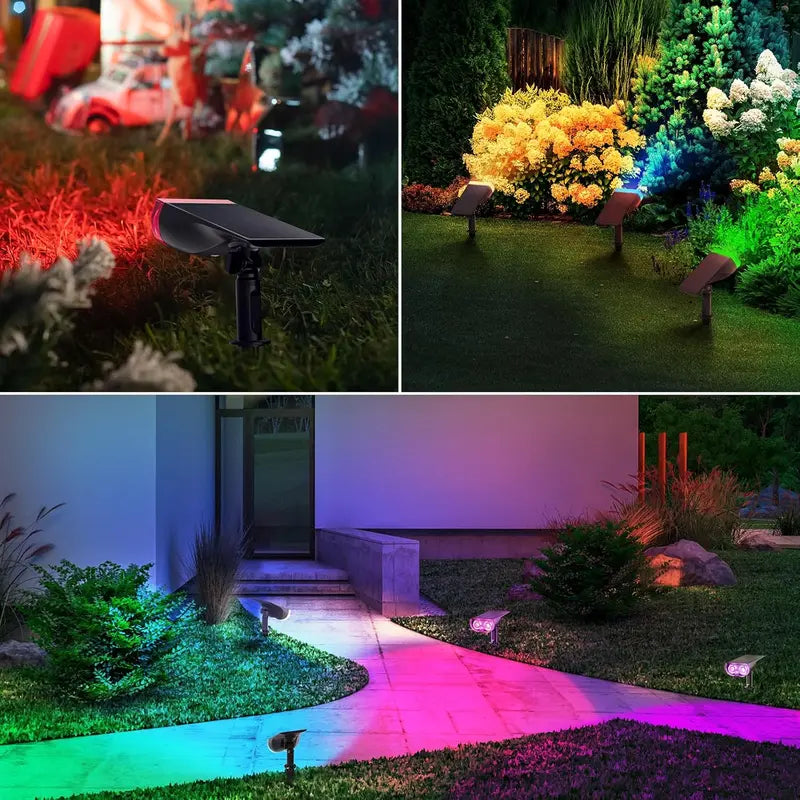 🌈 40% OFF | Smart Solar Color-Changing Landscape Spotlights – App-Controlled 2-Pack