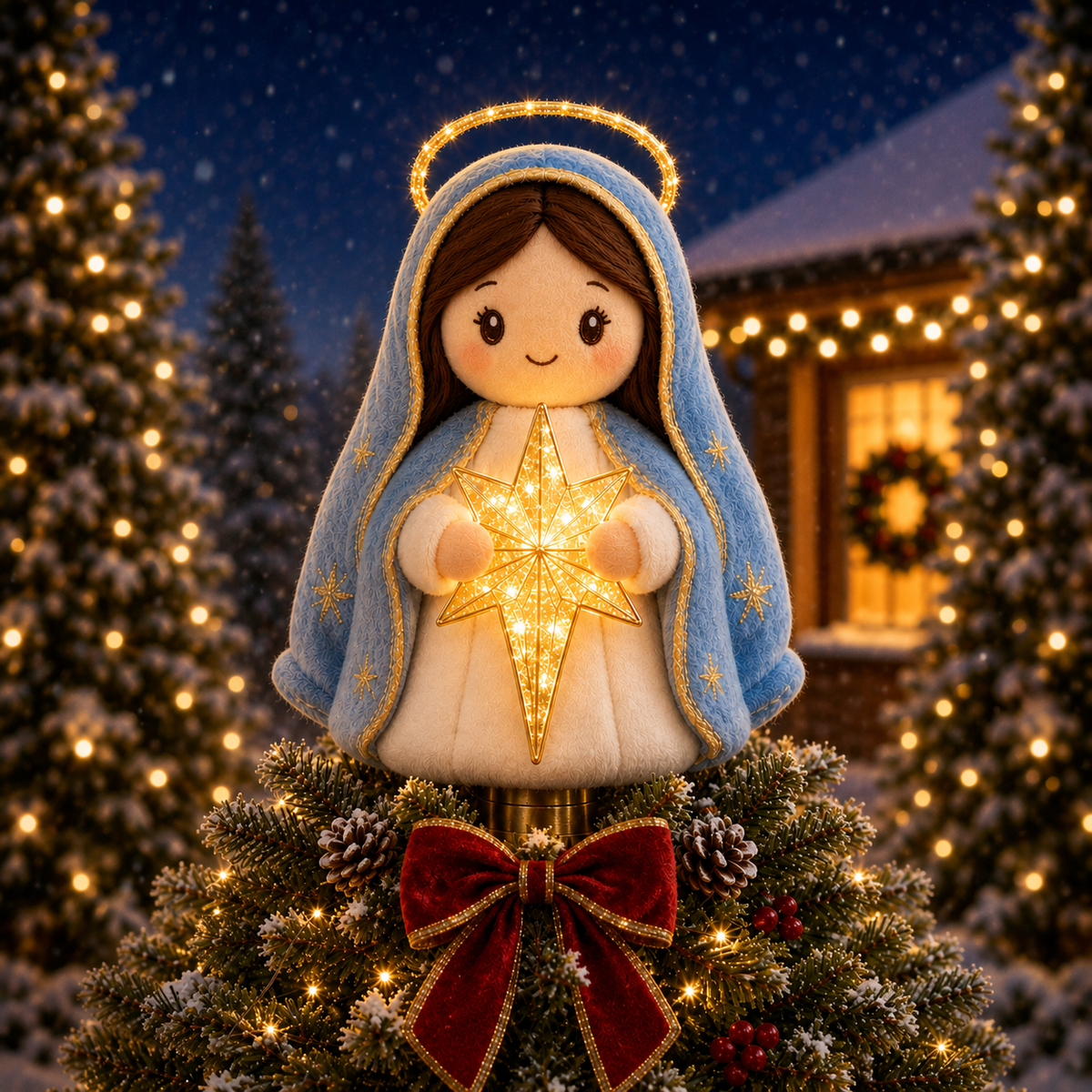 🌟🎄Cute Jesus Blessing Tree Topper – A Light of Faith for Your Christmas Tree