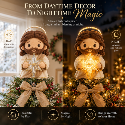 🌟🎄Cute Jesus Blessing Tree Topper – A Light of Faith for Your Christmas Tree