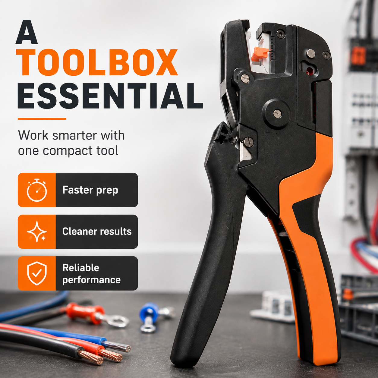 🔧 3-in-1 Self-Adjusting Wire Stripper – Cut, Strip & Crimp Without Switching Tools