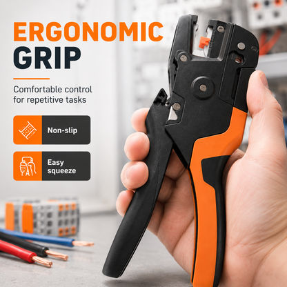 🔧 3-in-1 Self-Adjusting Wire Stripper – Cut, Strip & Crimp Without Switching Tools