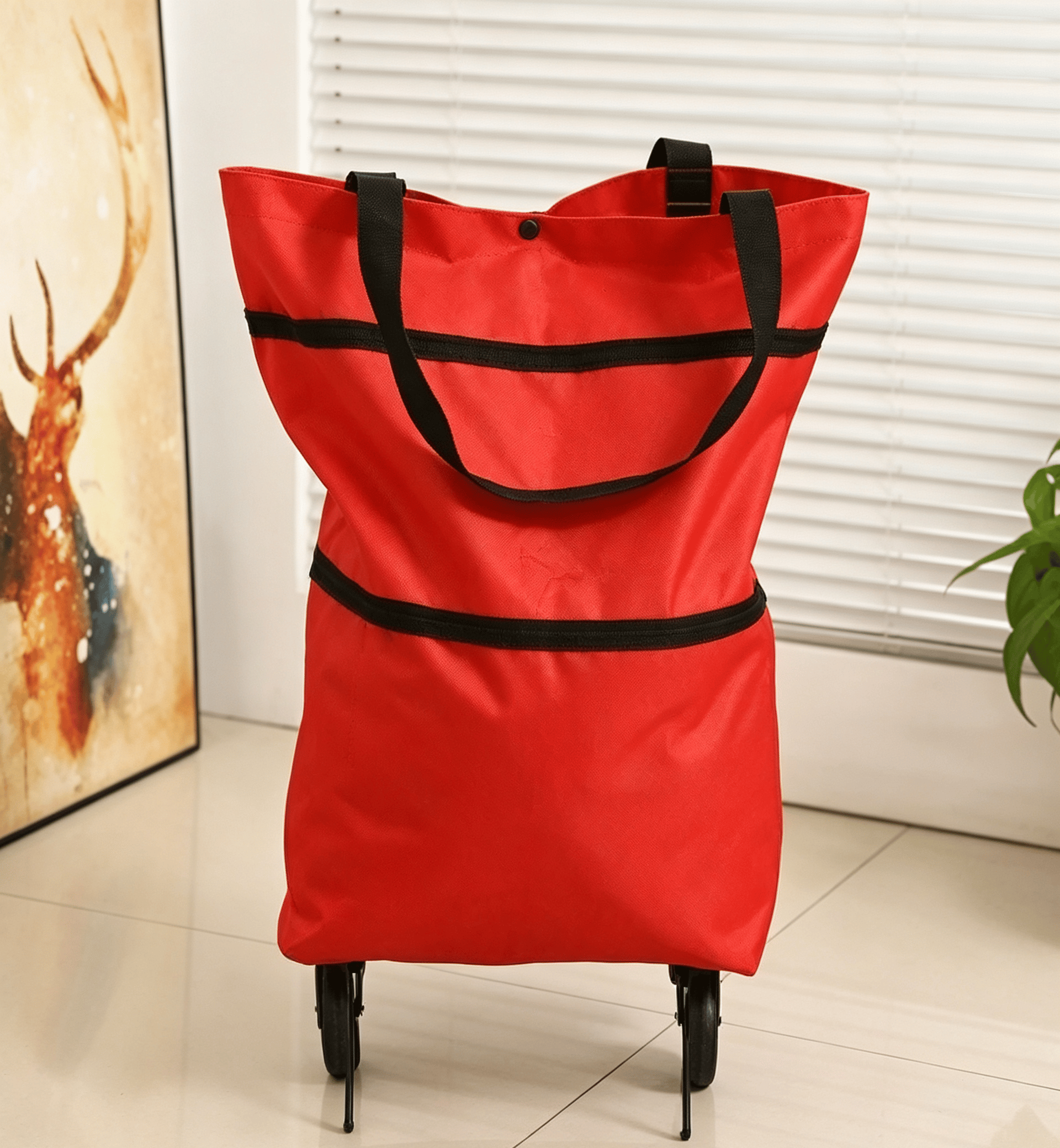 Collapsible rolling shopping bag