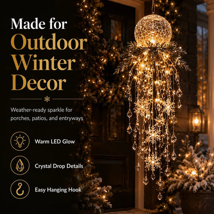 ✨ Limited-Time 45% OFF | Crystal Cascade Christmas Hanging Light – Magical Porch Glow