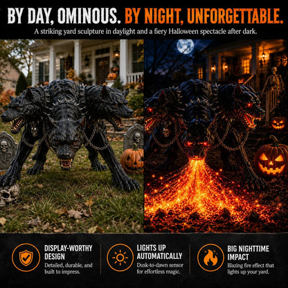 🔥 Limited-Time 49% OFF – 🎃 3-Headed Hellhound Halloween Light – Make Your Yard the One Everyone Remembers