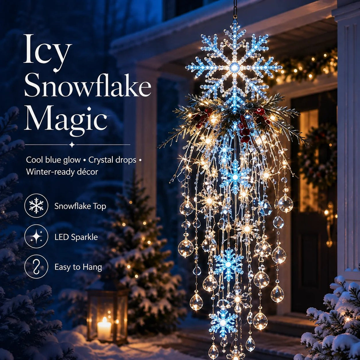 ✨ Limited-Time 45% OFF | Crystal Cascade Christmas Hanging Light – Magical Porch Glow