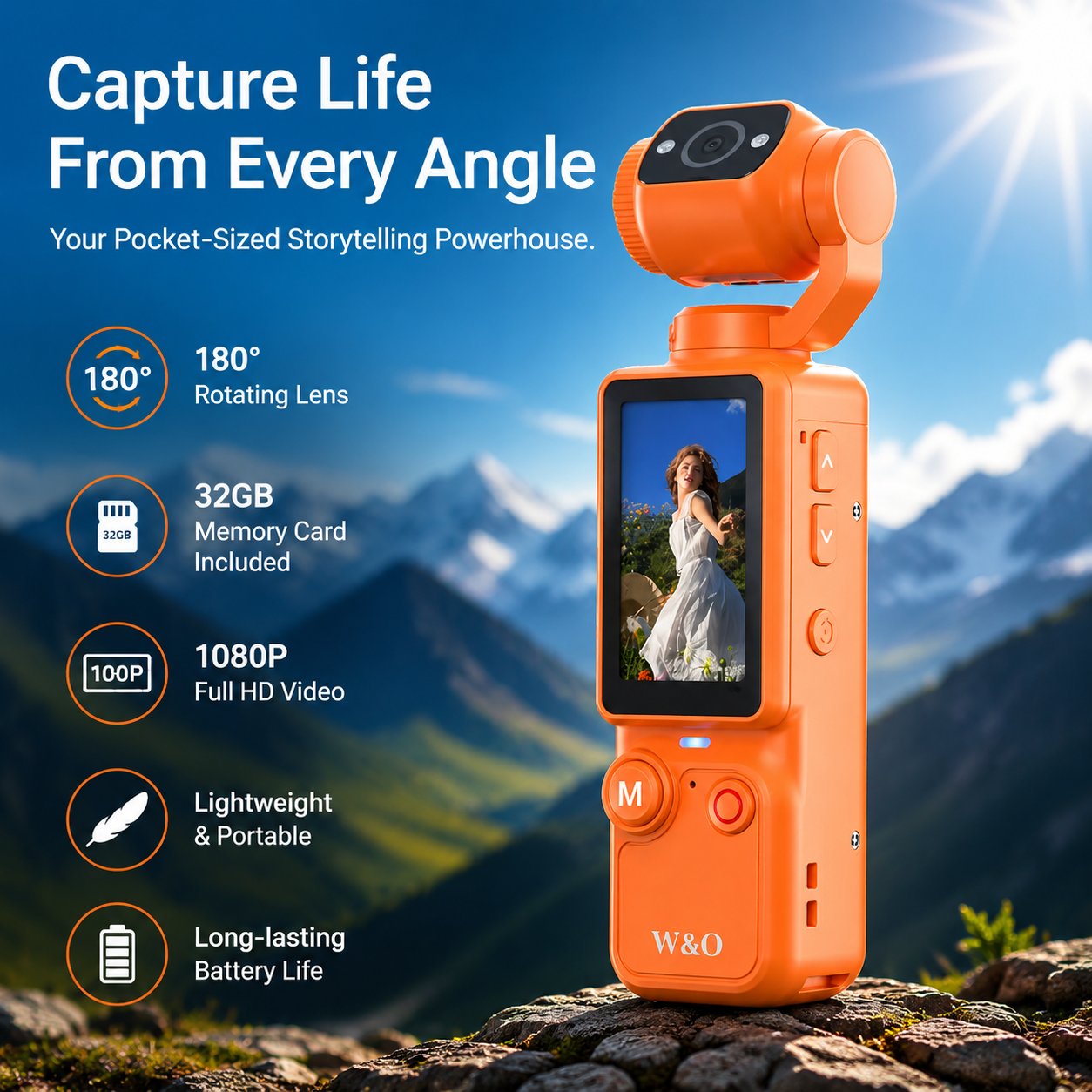 🔥 Limited-Time Offer! Upgraded Vlogging Camera – 180° Rotating Lens, Full-Body Video Recorder for Travel, Daily Life & Content Creation