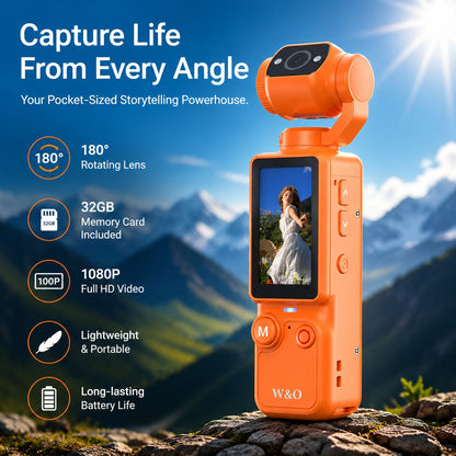 🔥 Limited-Time Offer! Upgraded Vlogging Camera – 180° Rotating Lens, Full-Body Video Recorder for Travel, Daily Life & Content Creation