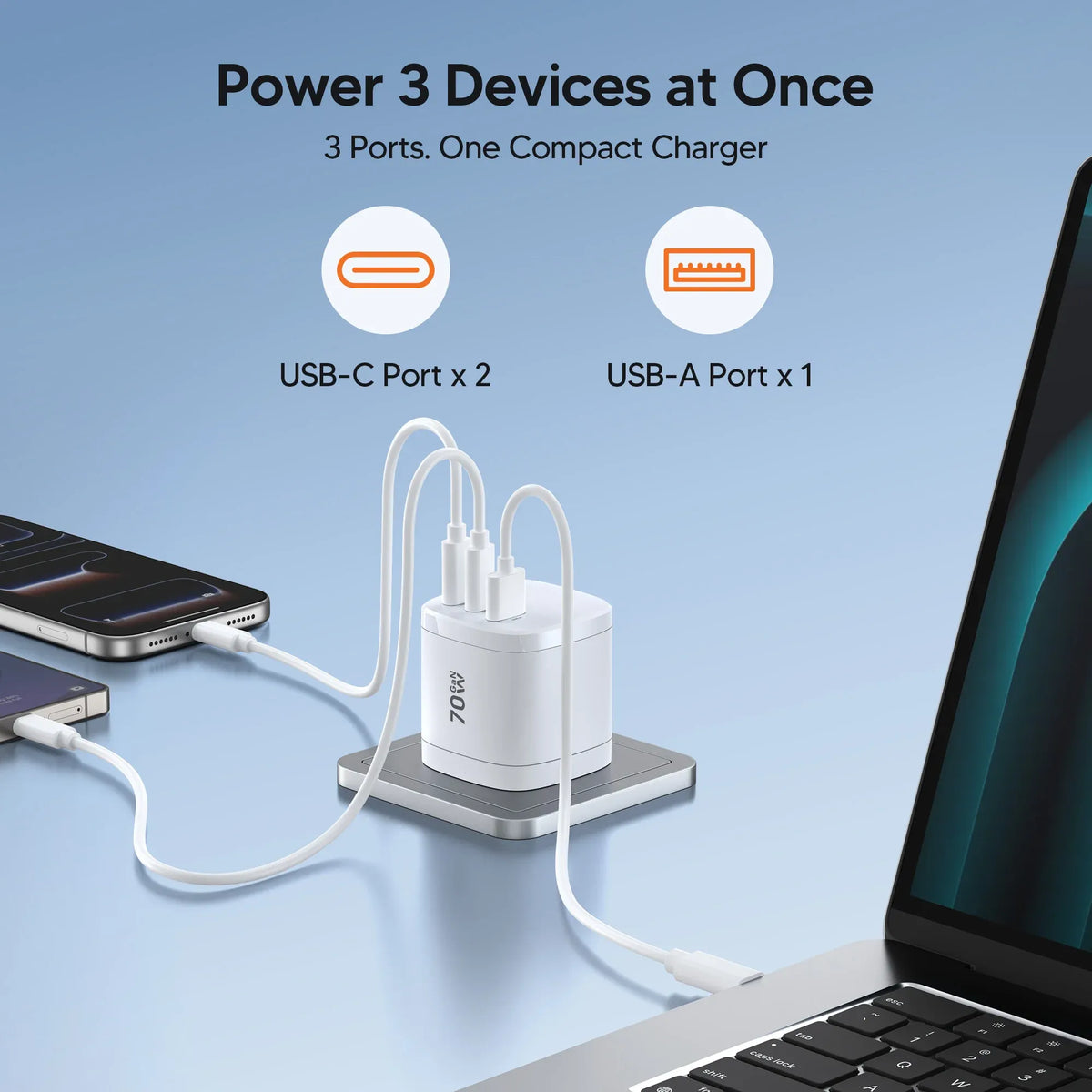 🔥 Limited-Time Offer! 49% OFF - 360° Rotating 4-in-1 Universal Travel Charger | 70W GaN