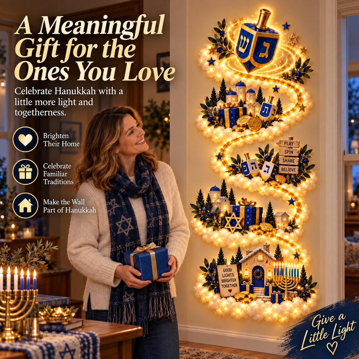 🕎 49% OFF | Glowing Hanukkah Wall Decor – 4 Festival of Lights Designs