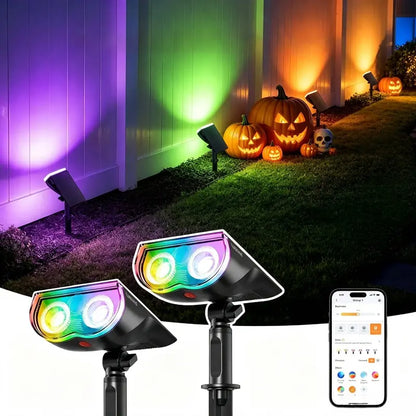 🌈 40% OFF | Smart Solar Color-Changing Landscape Spotlights – App-Controlled 2-Pack