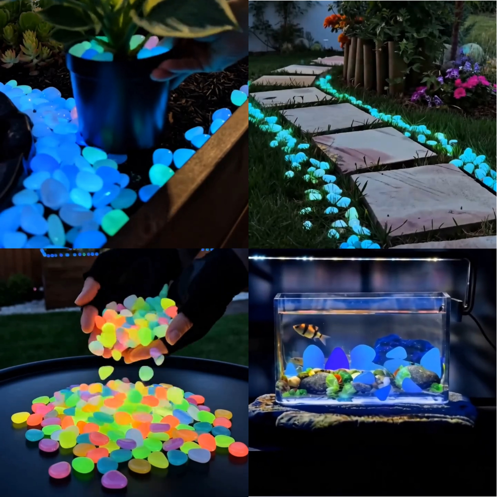 💥The dazzling beauty of the garden at night💥 🌈Colorful glow-in-the-dark garden stones