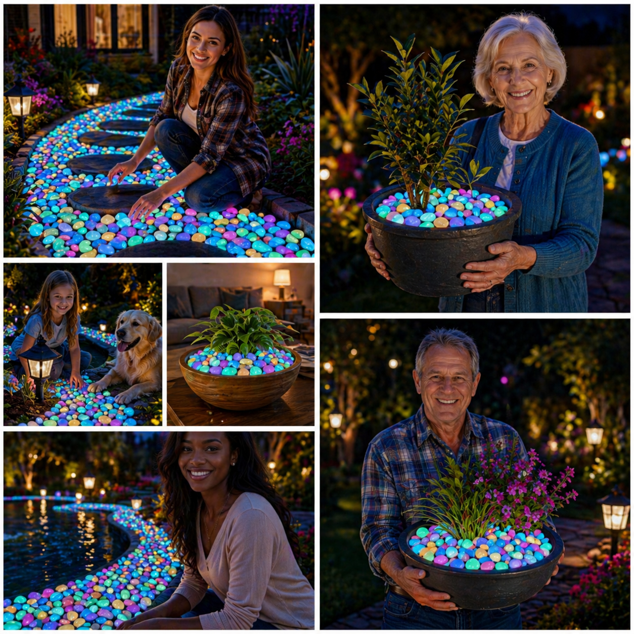 💥The dazzling beauty of the garden at night💥 🌈Colorful glow-in-the-dark garden stones