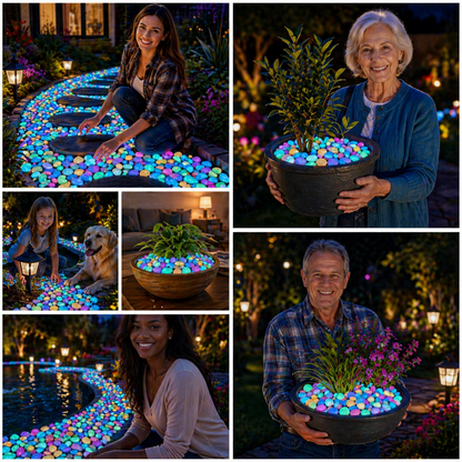 💥The dazzling beauty of the garden at night💥 🌈Colorful glow-in-the-dark garden stones